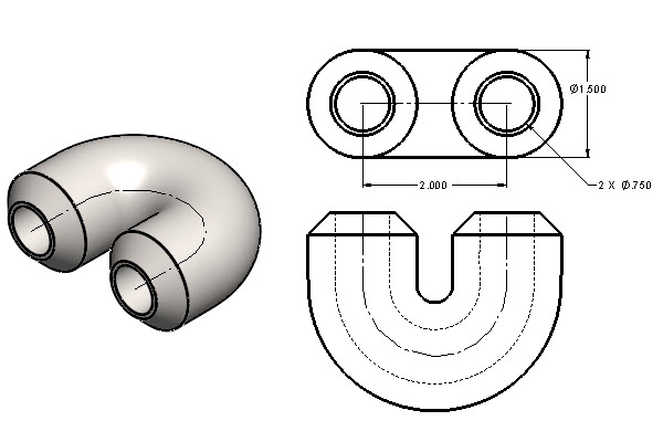 A pipe bend with tight radius and a thick wall.