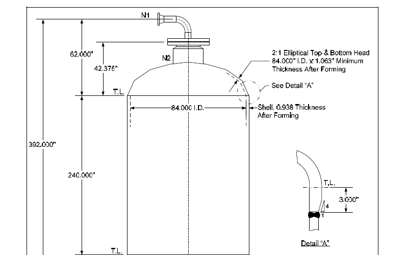 The pressure vessel head with nozzle as shown in PTB-3 sample E5.2.1 and also used for E5.3.2