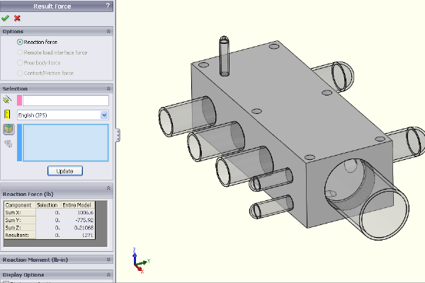 FEA model rection forces 0.