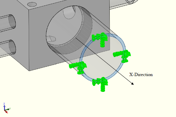 FEA model showing x-direction out of balance.