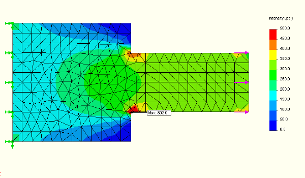 FEA model of flat plate with 1 inch mesh.