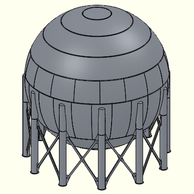 SolidWorks image - large propane storage sphere