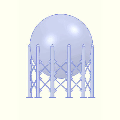 Front view of a storage sphere meshed.