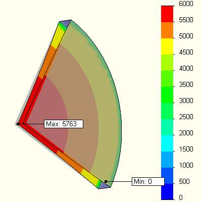 Large displacement membrane stress plot