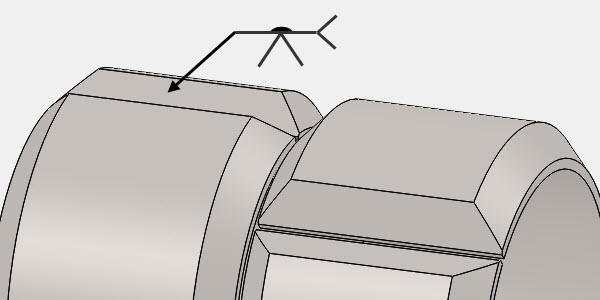 Sketch of long seam welded from one side